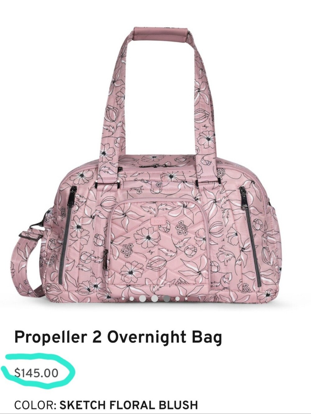 $145 Retail Lug Propeller Weekender Duffel In Sketch Floral Blush - Picture 12 of 16